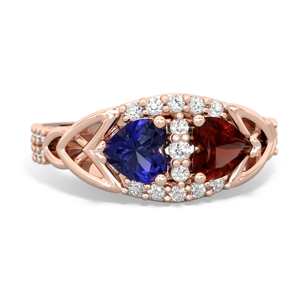 Lab Sapphire Sparkling Celtic Knot 14K Rose Gold ring R2645