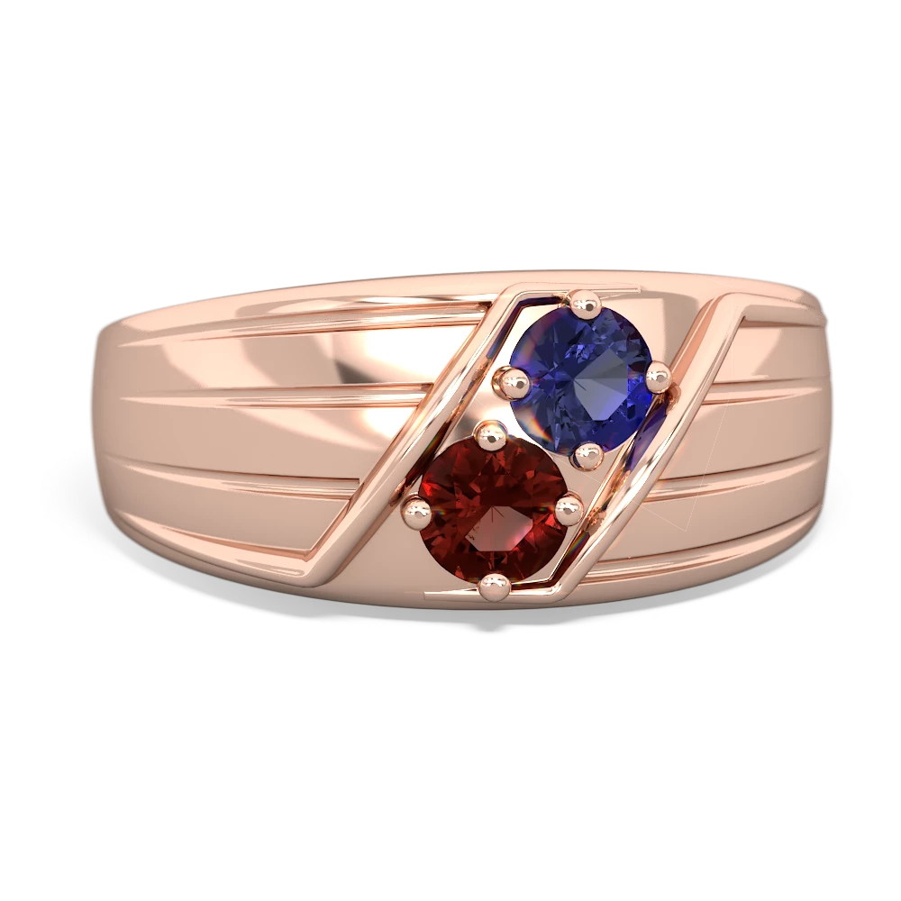 Lab Sapphire Men's Streamline 14K Rose Gold ring R0460