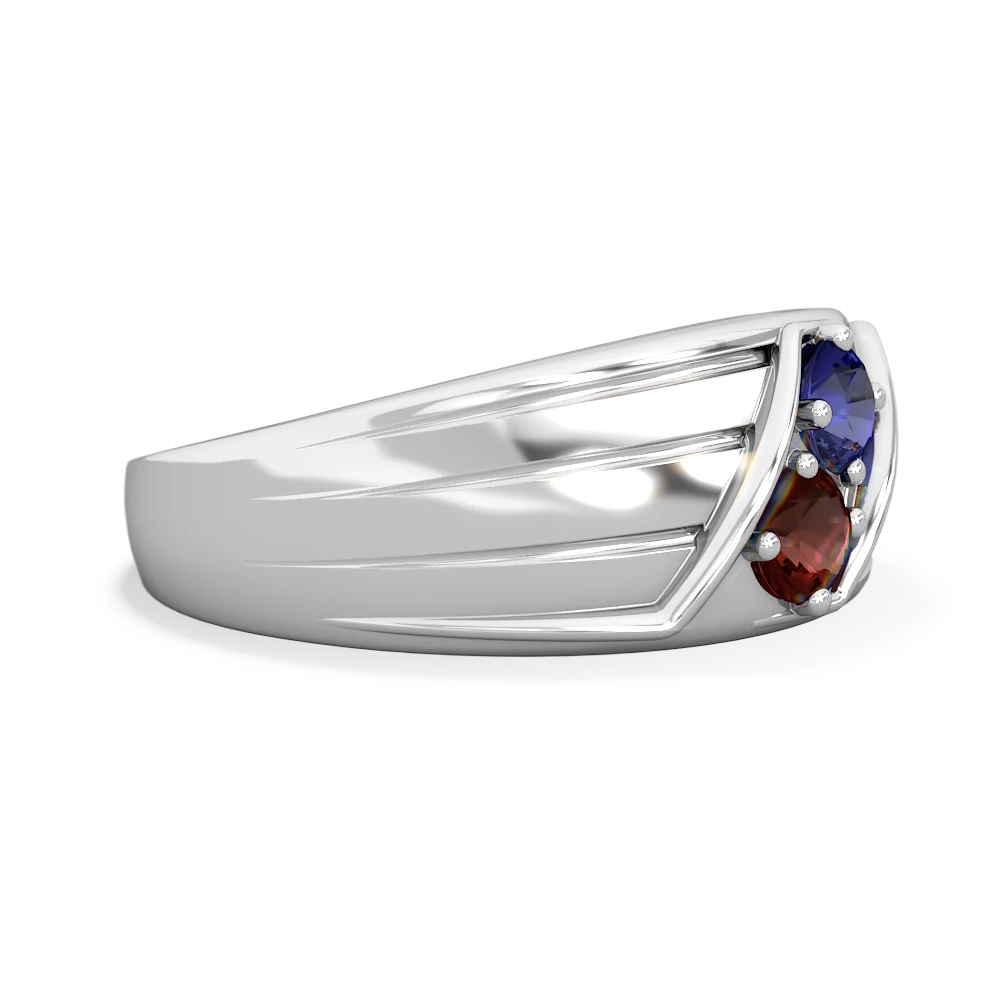 Lab Sapphire Men's Streamline 14K White Gold ring R0460