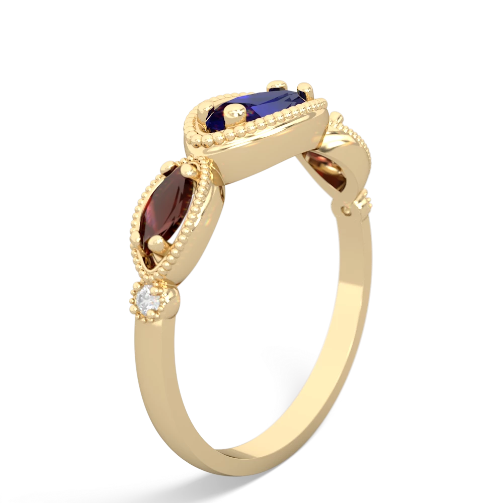 Lab Sapphire Milgrain Marquise 14K Yellow Gold ring R5700