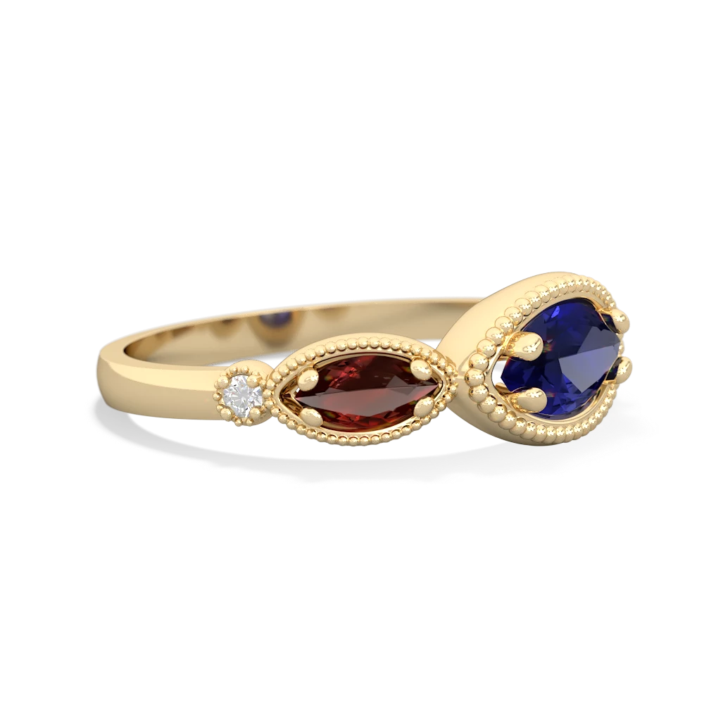 Lab Sapphire Milgrain Marquise 14K Yellow Gold ring R5700