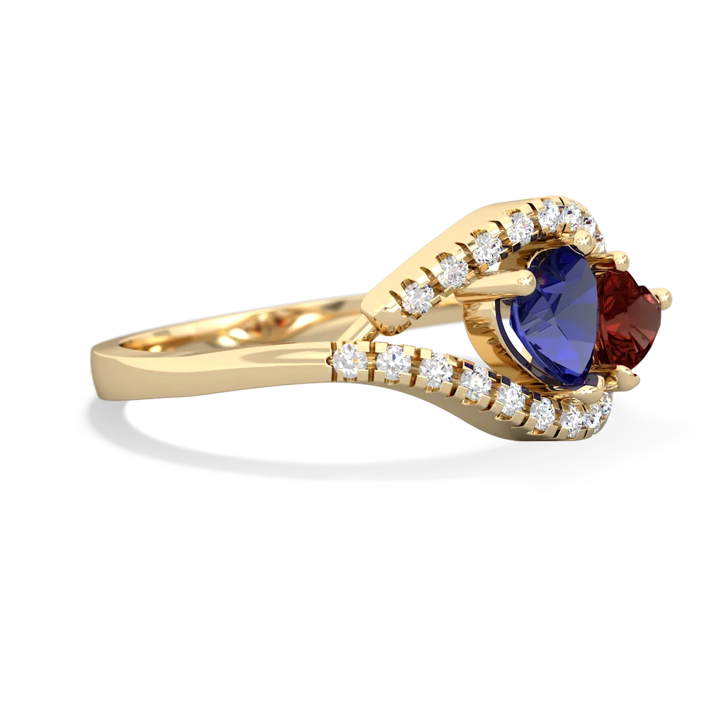 Lab Sapphire Mother And Child 14K Yellow Gold ring R3010