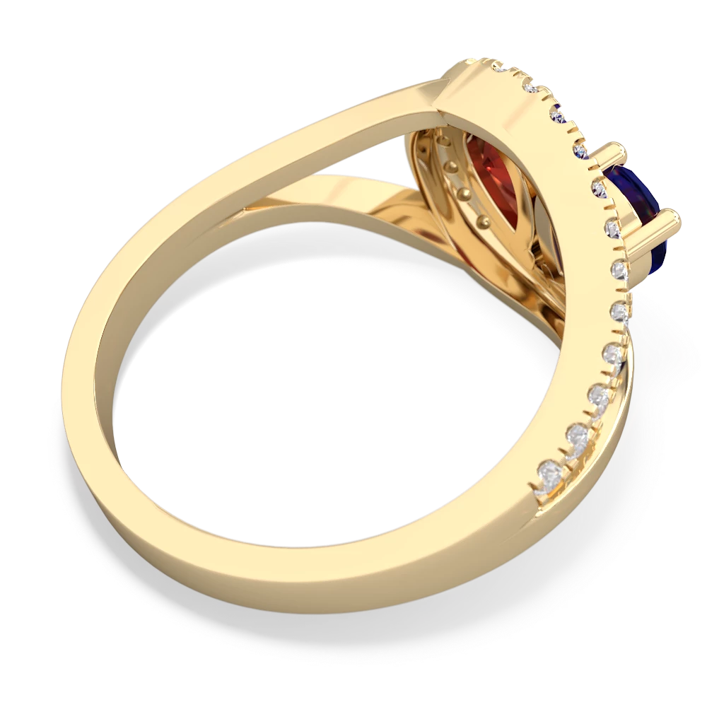 Lab Sapphire Nestled Heart Keepsake 14K Yellow Gold ring R5650