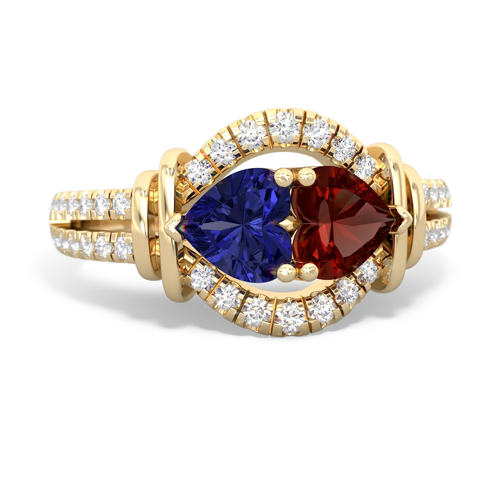 Lab Sapphire Art-Deco Keepsake 14K Yellow Gold ring R5630