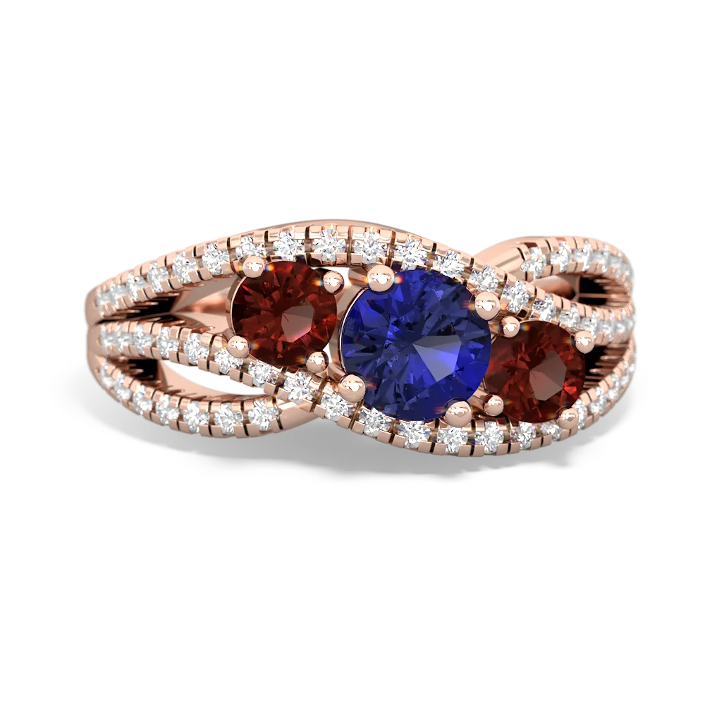 Lab Sapphire Three Stone Aurora 14K Rose Gold ring R3080