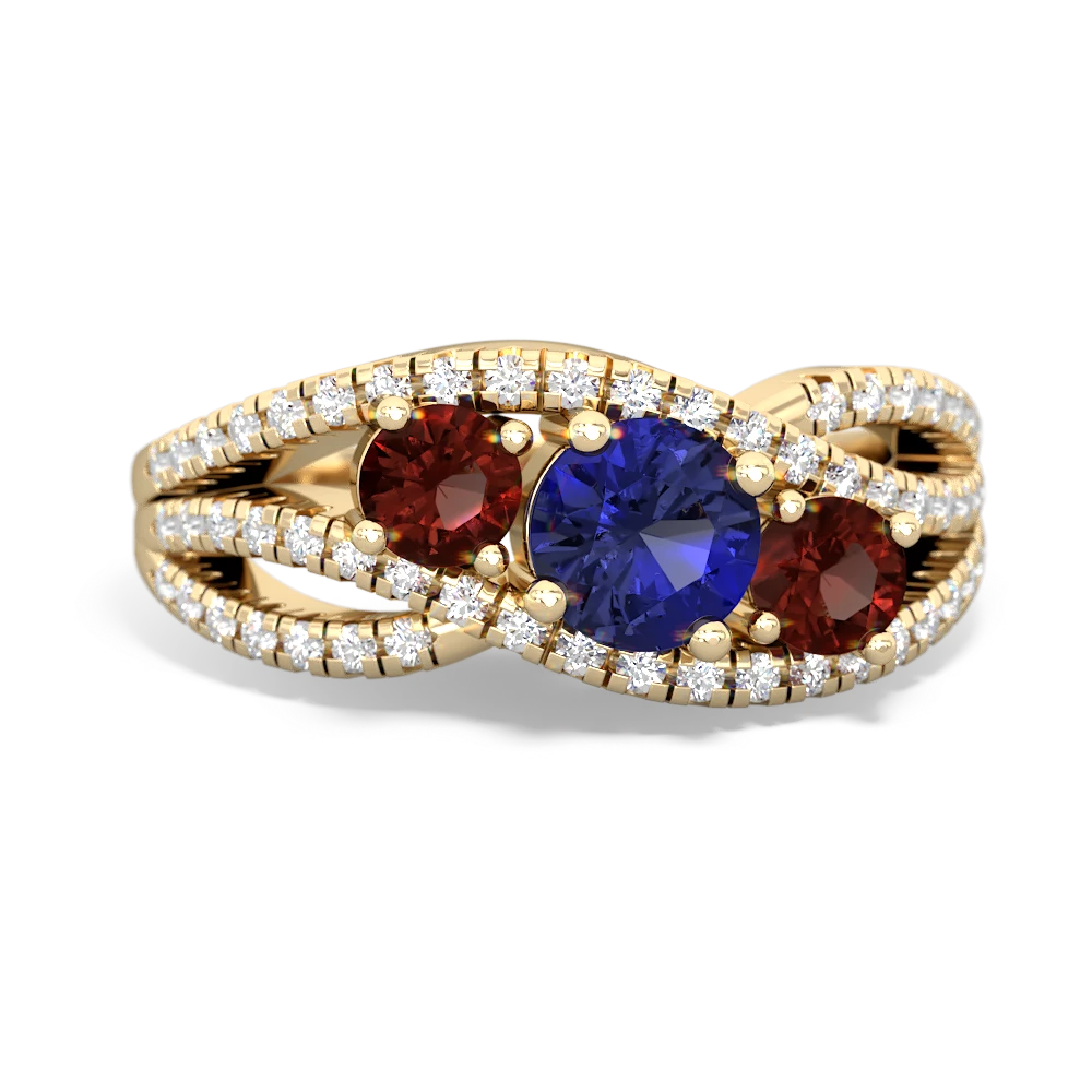 Lab Sapphire Three Stone Aurora 14K Yellow Gold ring R3080