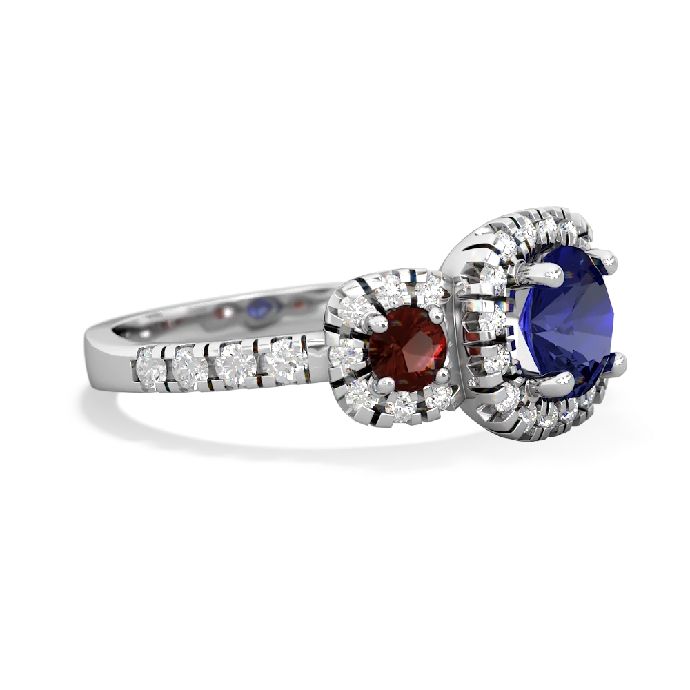 Lab Sapphire Regal Halo 14K White Gold ring R5350