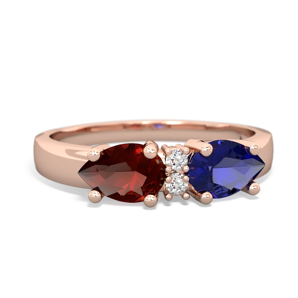 Lab Sapphire Pear Bowtie 14K Rose Gold ring R0865