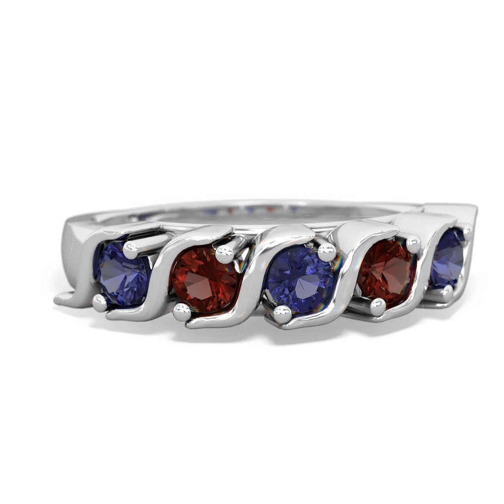 Lab Sapphire Anniversary Band 14K White Gold ring R2089