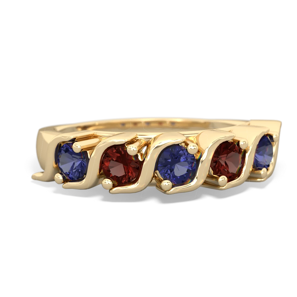 Lab Sapphire Anniversary Band 14K Yellow Gold ring R2089