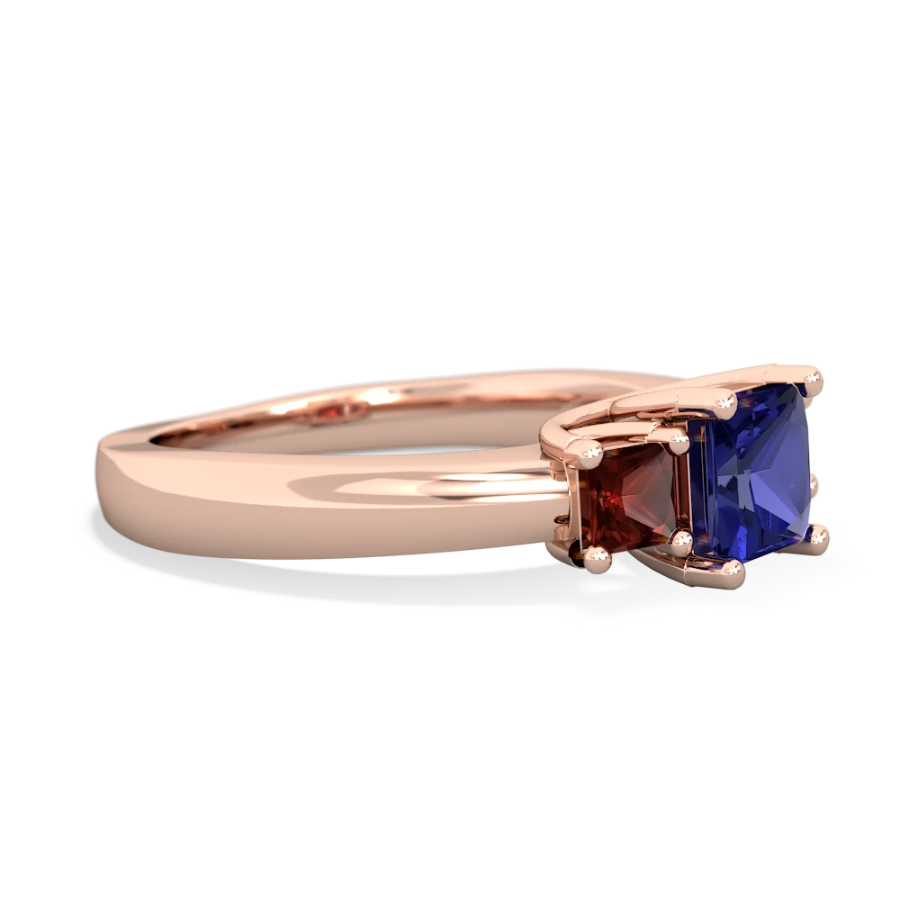 Lab Sapphire Three Stone Trellis 14K Rose Gold ring R4015