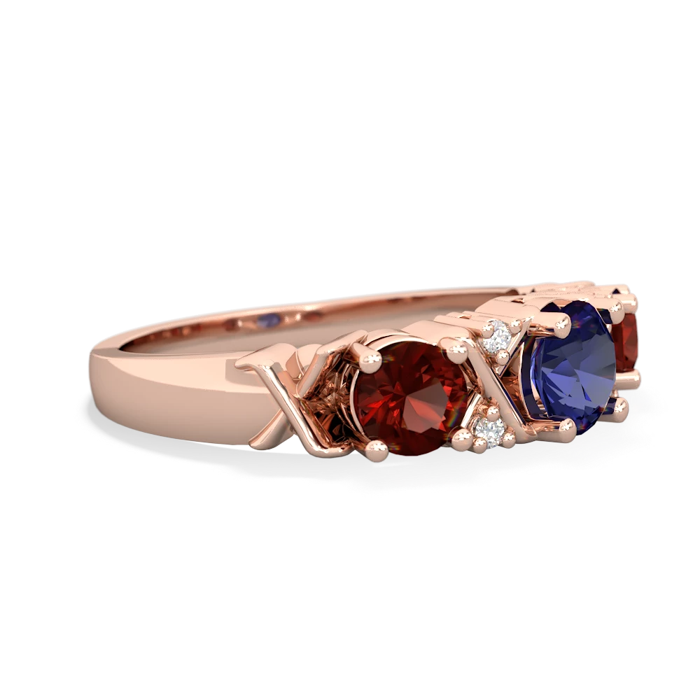 Lab Sapphire Hugs And Kisses 14K Rose Gold ring R5016