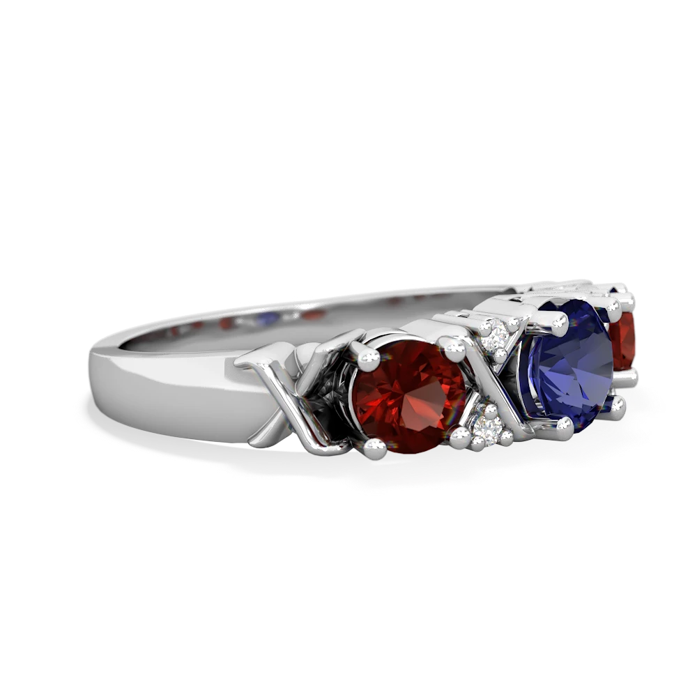 Lab Sapphire Hugs And Kisses 14K White Gold ring R5016