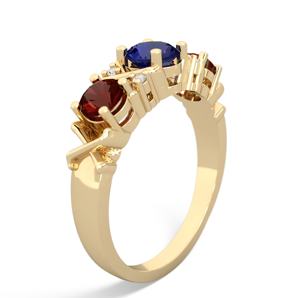 Lab Sapphire Hugs And Kisses 14K Yellow Gold ring R5016