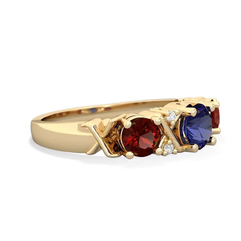 Lab Sapphire Hugs And Kisses 14K Yellow Gold ring R5016