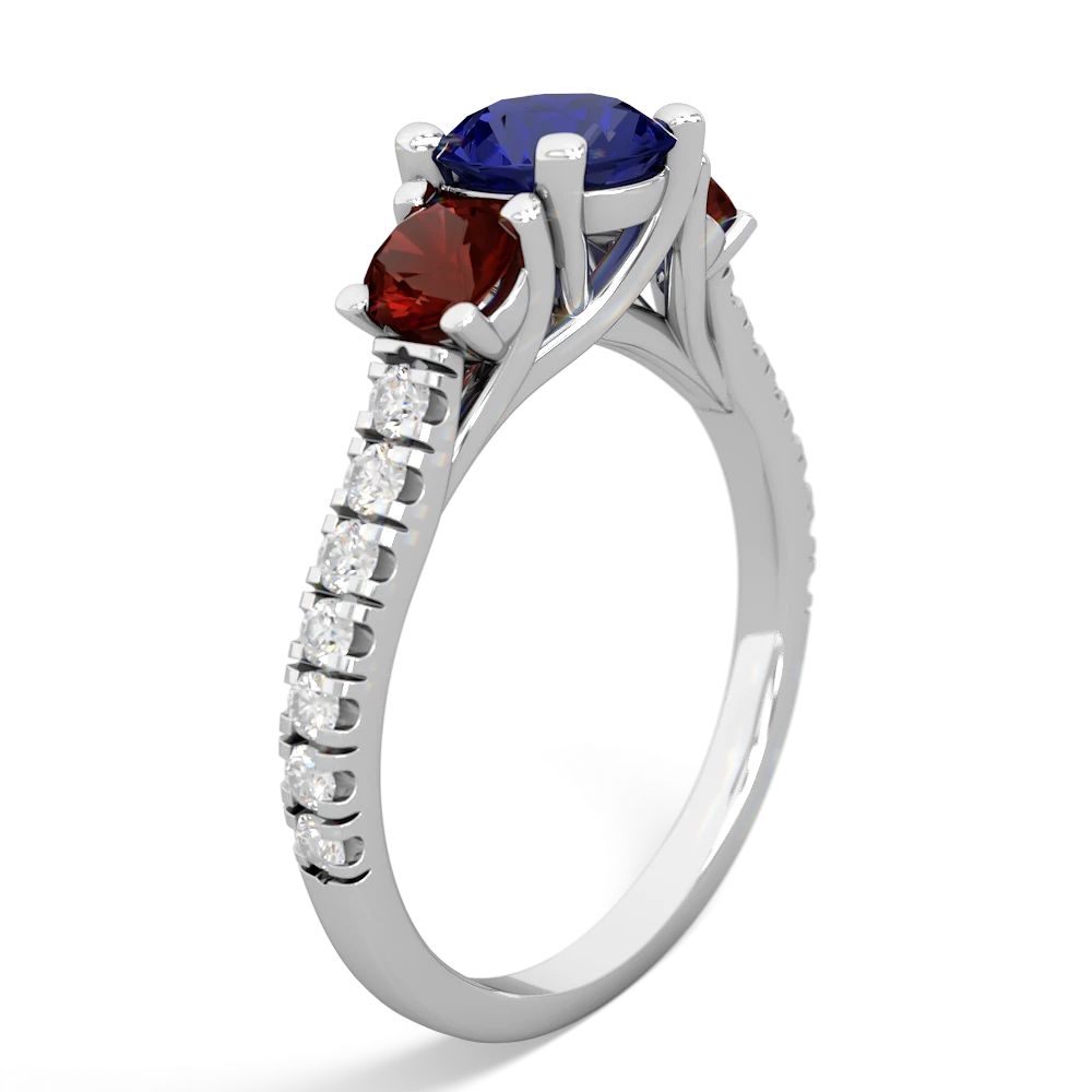 Lab Sapphire Pave Trellis 14K White Gold ring R5500