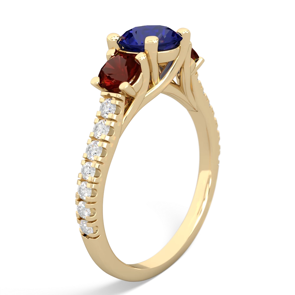 Lab Sapphire Pave Trellis 14K Yellow Gold ring R5500