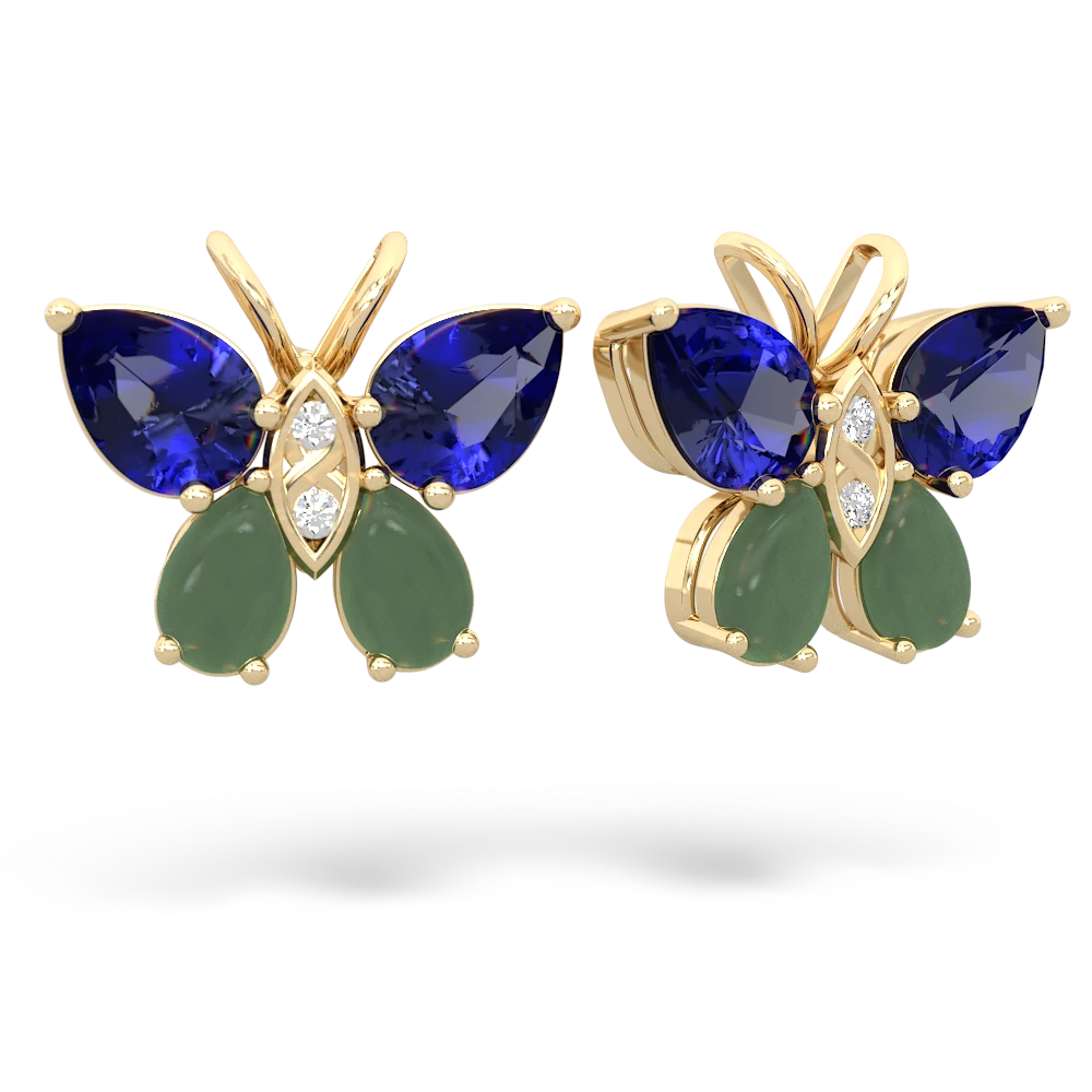 Lab Sapphire Butterfly 14K Yellow Gold earrings E2215