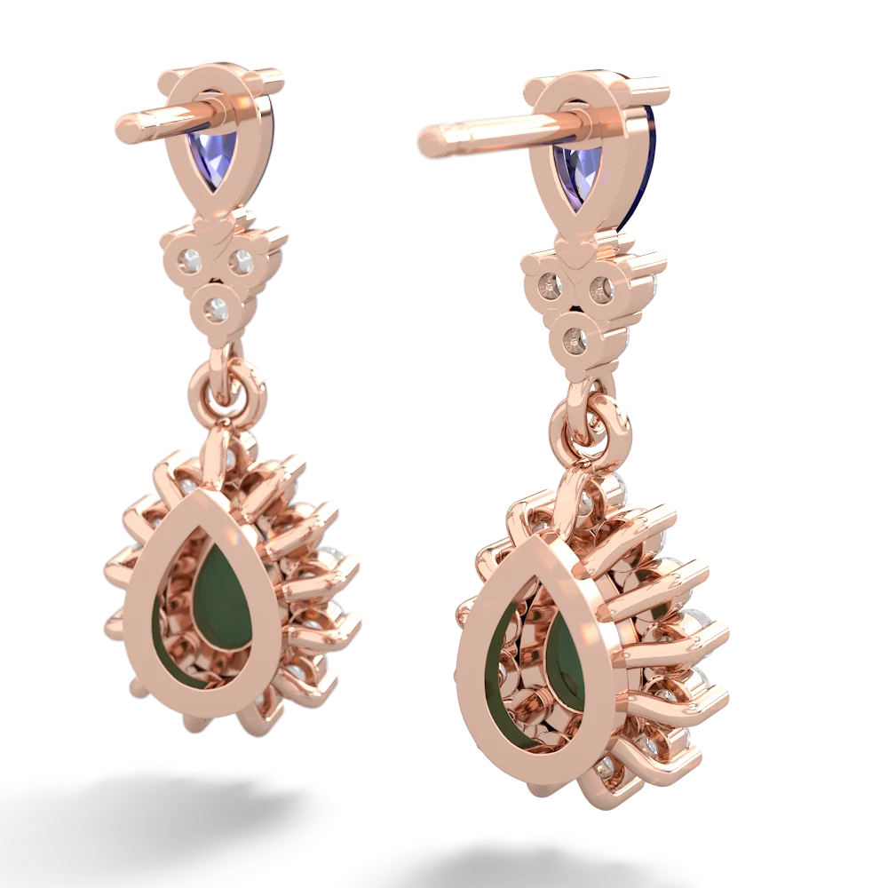 Lab Sapphire Halo Pear Dangle 14K Rose Gold earrings E1882