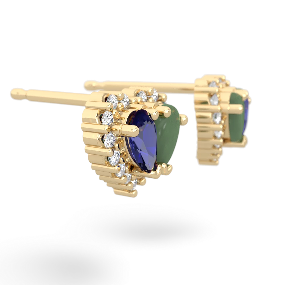 Lab Sapphire Halo 14K Yellow Gold earrings E7008