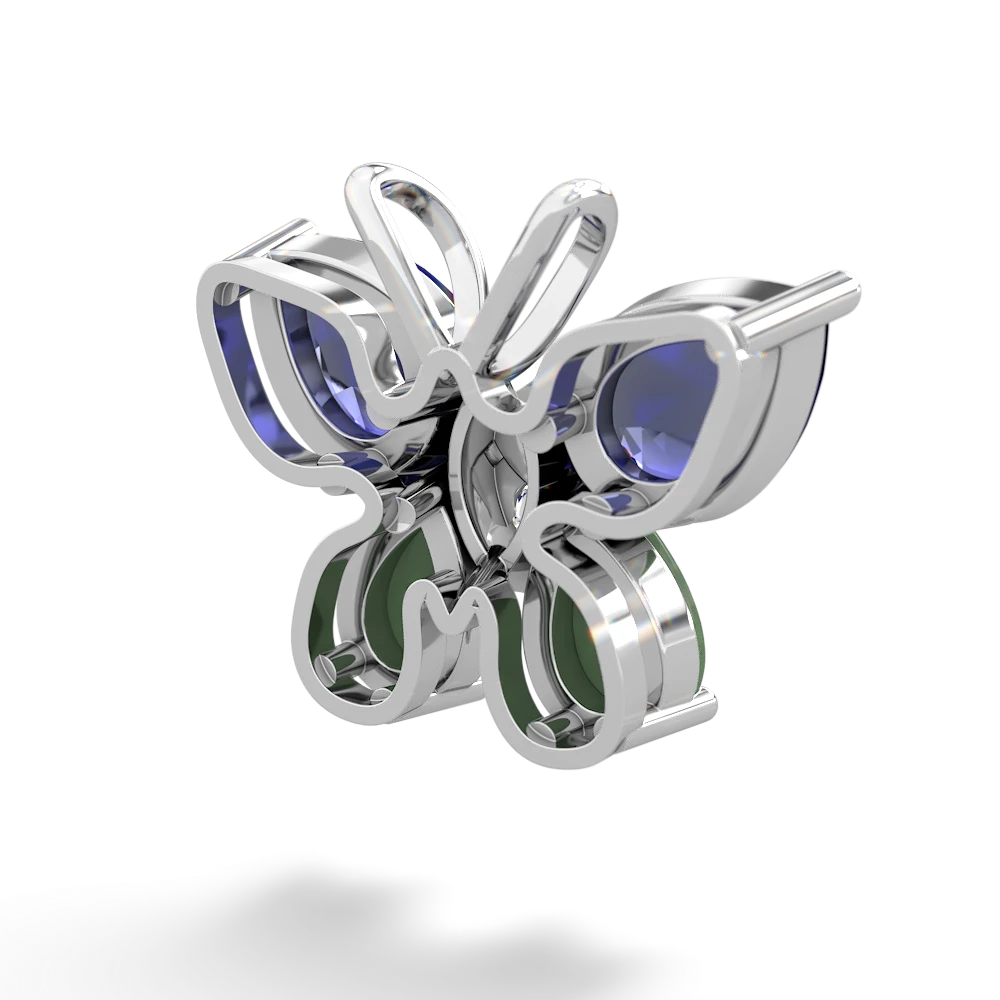 Lab Sapphire Butterfly 14K White Gold pendant P2215