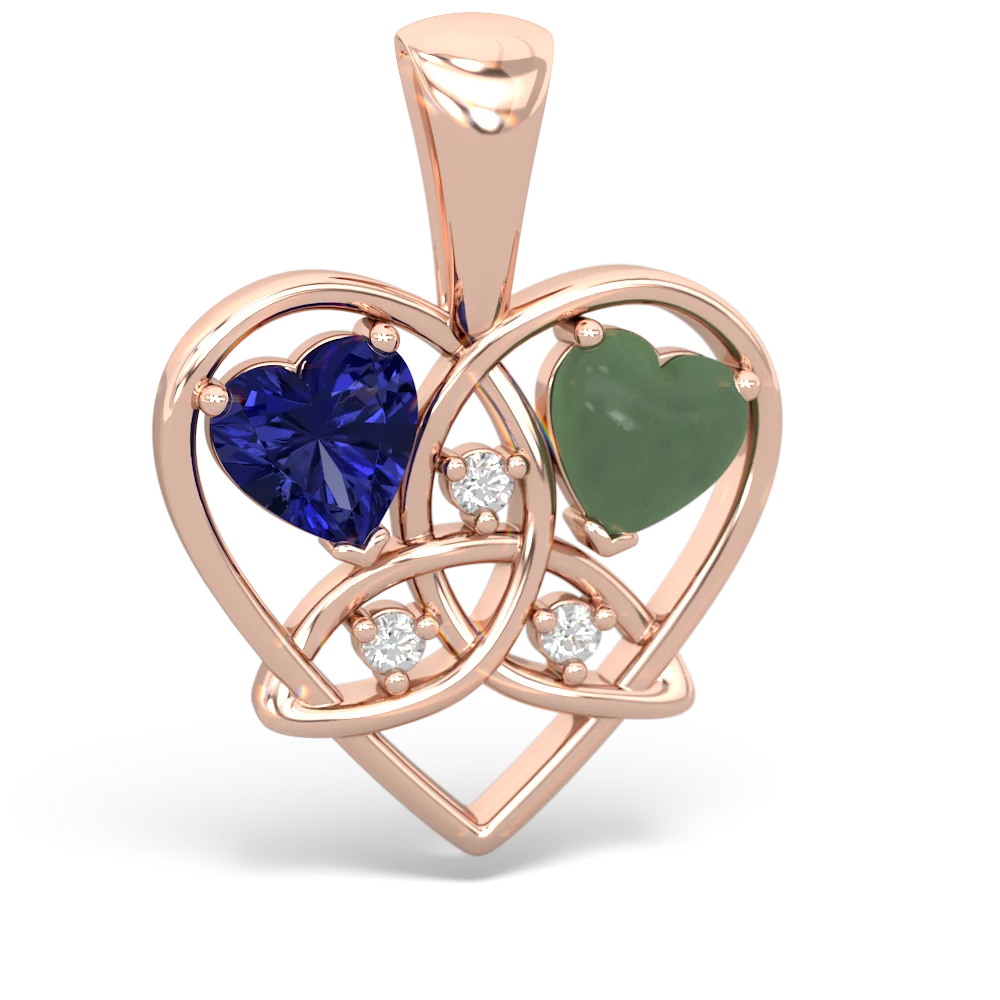 Lab Sapphire Celtic Trinity Heart 14K Rose Gold pendant P5331