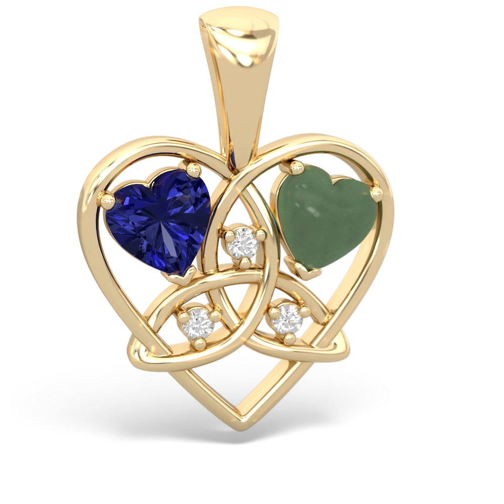 Lab Sapphire Celtic Trinity Heart 14K Yellow Gold pendant P5331