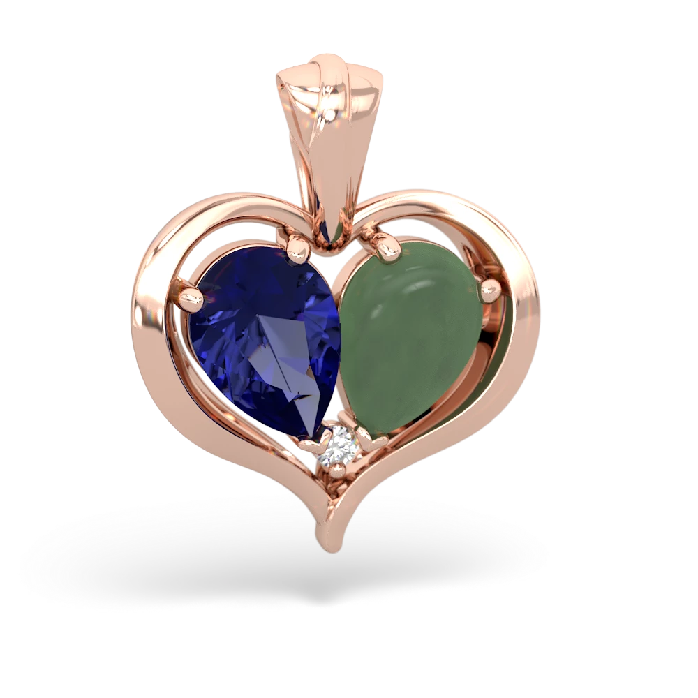 Lab Sapphire Two Become One 14K Rose Gold pendant P5330