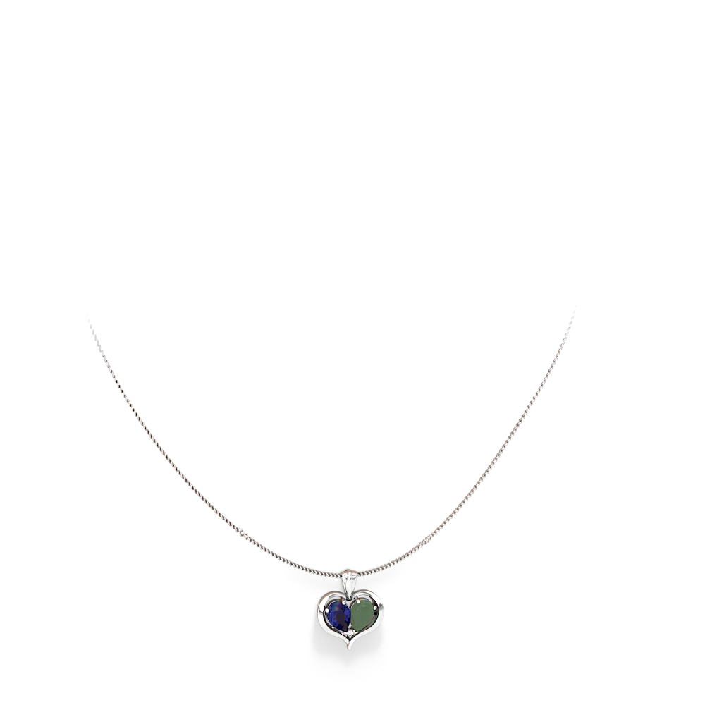 Lab Sapphire Two Become One 14K White Gold pendant P5330