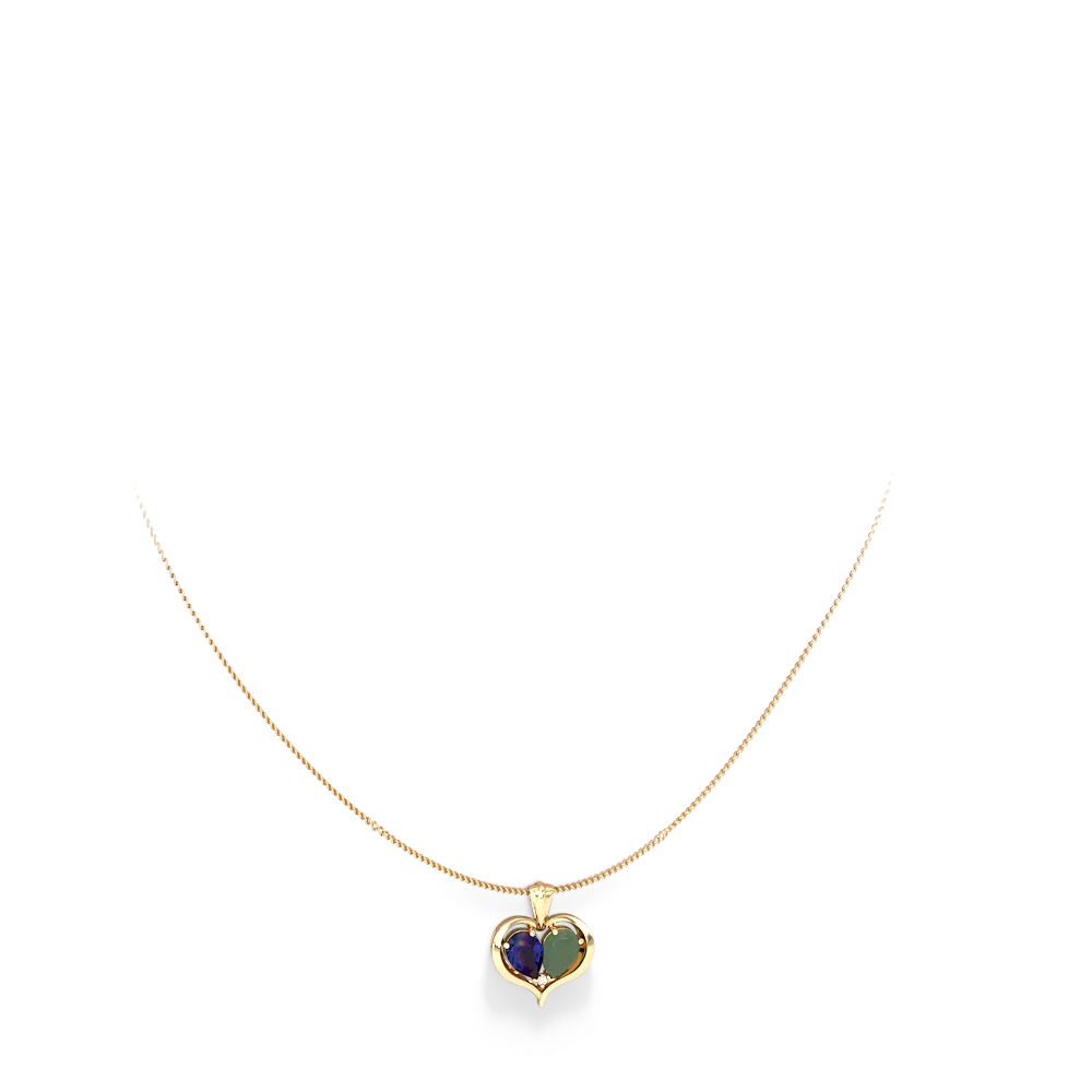 Lab Sapphire Two Become One 14K Yellow Gold pendant P5330