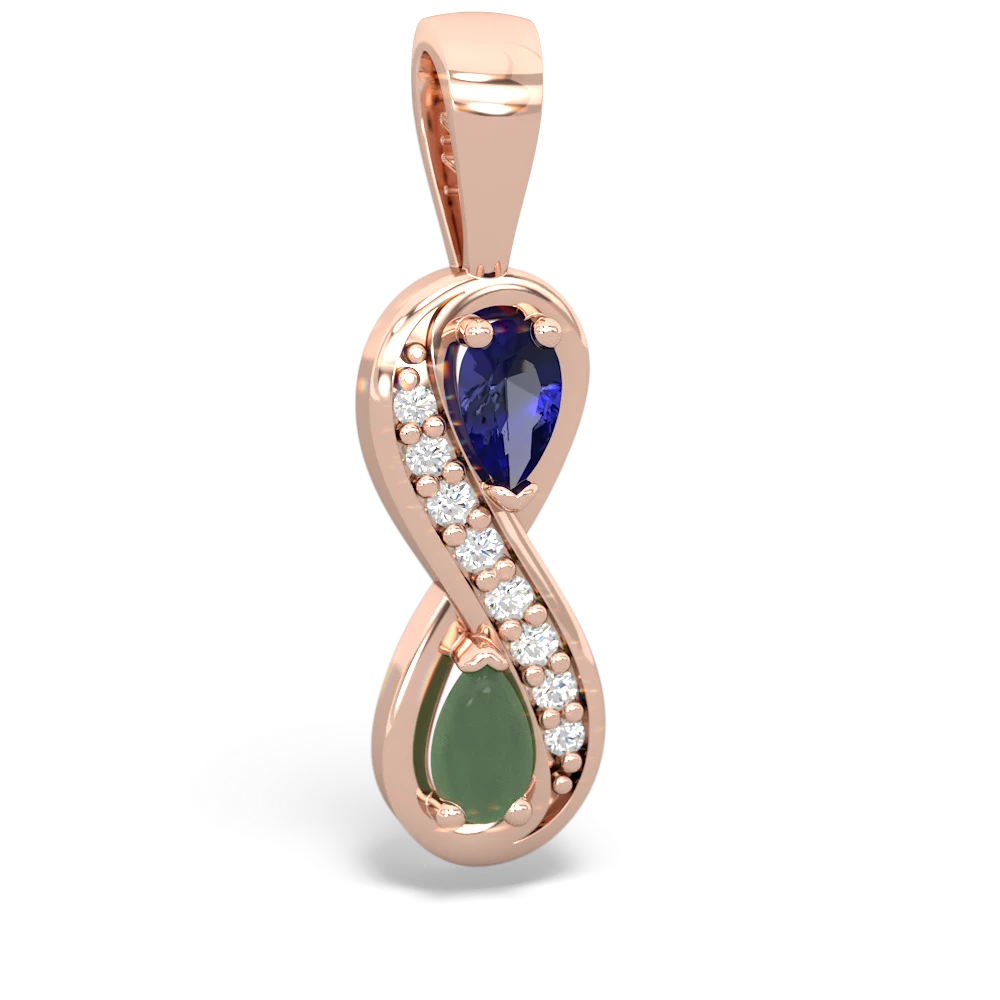 Lab Sapphire Diamond Infinity 14K Rose Gold pendant P5390