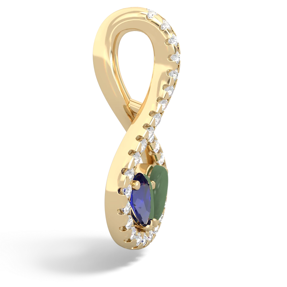 Lab Sapphire Pave Twist 'One Heart' 14K Yellow Gold pendant P5360