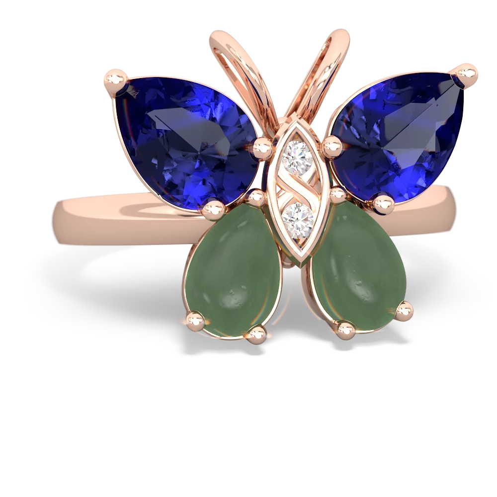 Lab Sapphire Butterfly 14K Rose Gold ring R2215