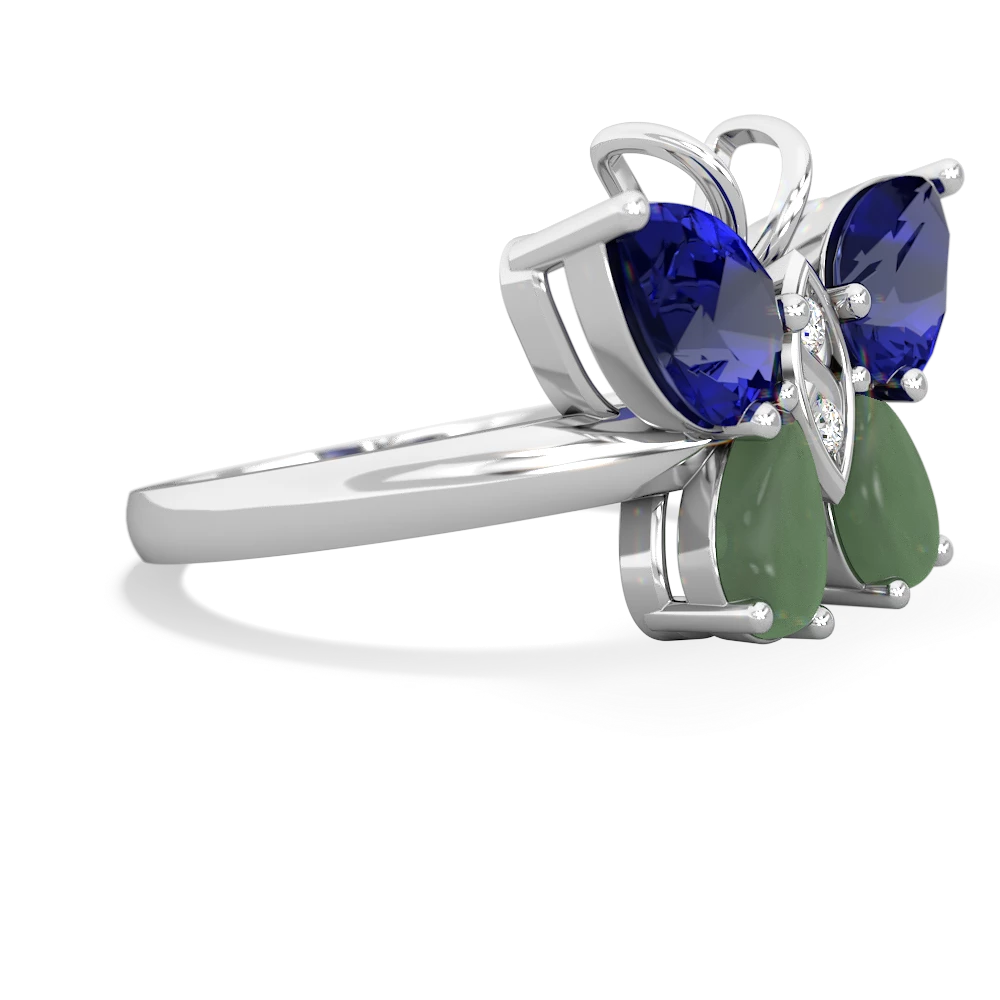 Lab Sapphire Butterfly 14K White Gold ring R2215