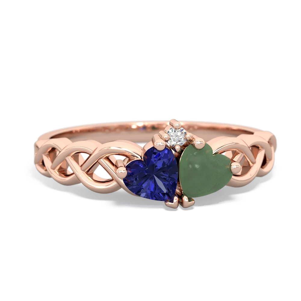 Lab Sapphire Heart To Heart Braid 14K Rose Gold ring R5870