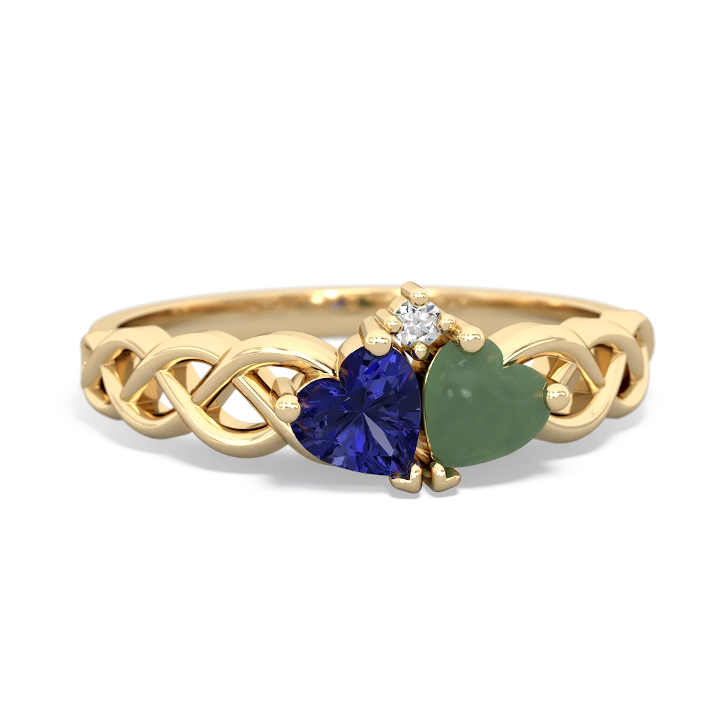 Lab Sapphire Heart To Heart Braid 14K Yellow Gold ring R5870