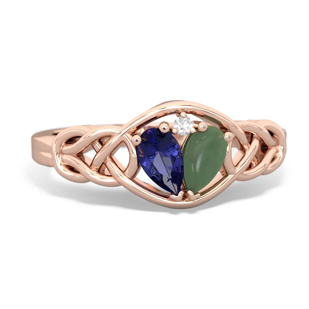 Lab Sapphire Celtic Love Knot 14K Rose Gold ring R5420