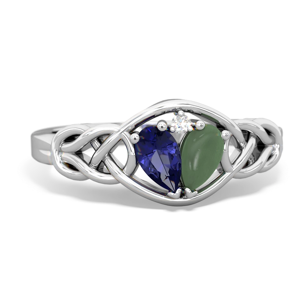 Lab Sapphire Celtic Love Knot 14K White Gold ring R5420