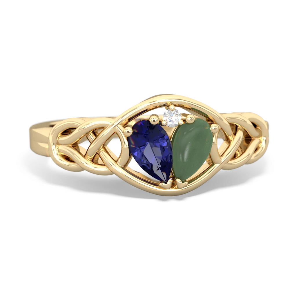 Lab Sapphire Celtic Love Knot 14K Yellow Gold ring R5420