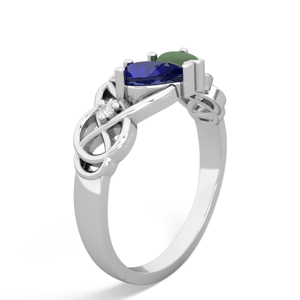 Lab Sapphire 'One Heart' Celtic Knot Claddagh 14K White Gold ring R5322