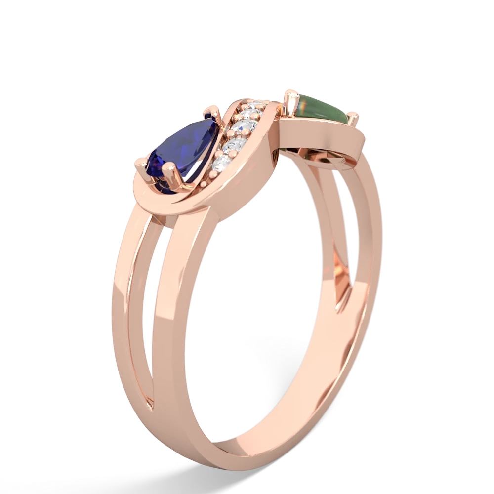 Lab Sapphire Diamond Infinity 14K Rose Gold ring R5390