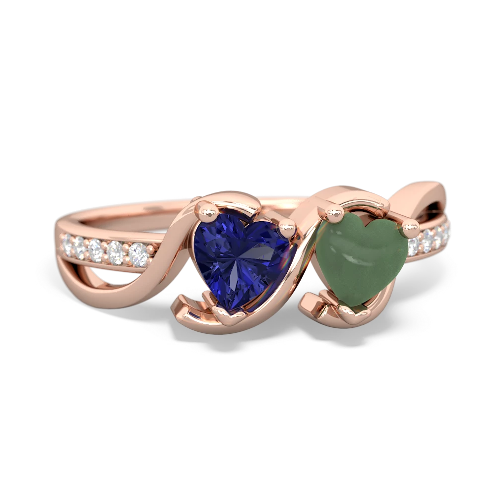 Lab Sapphire Side By Side 14K Rose Gold ring R3090