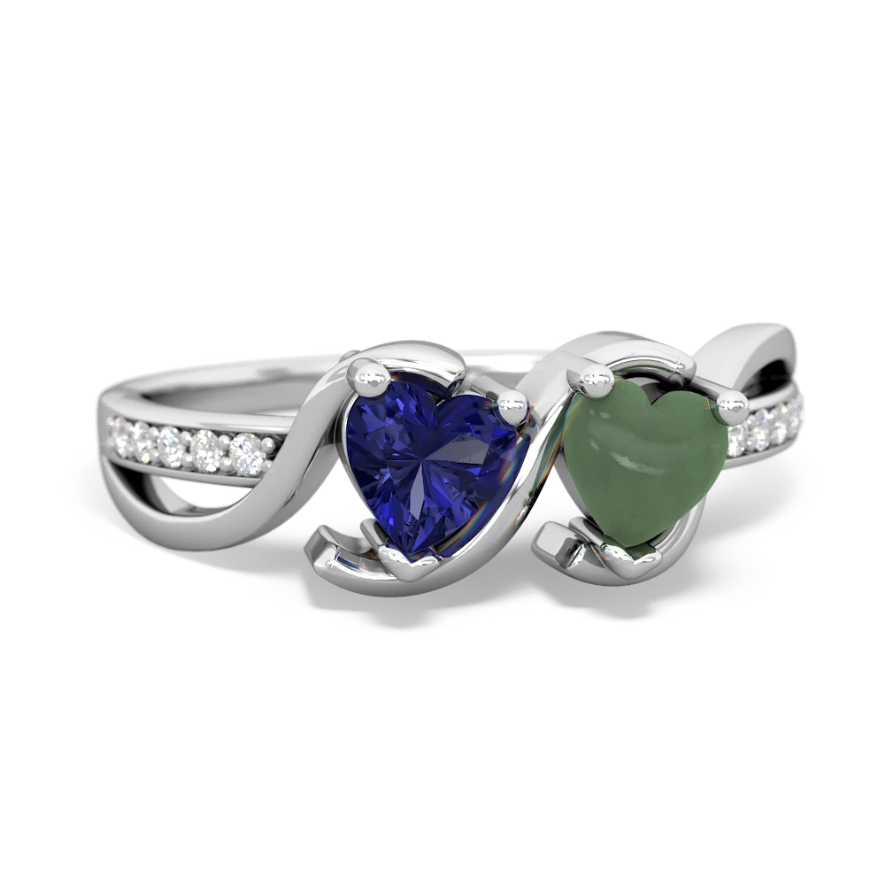 Lab Sapphire Side By Side 14K White Gold ring R3090