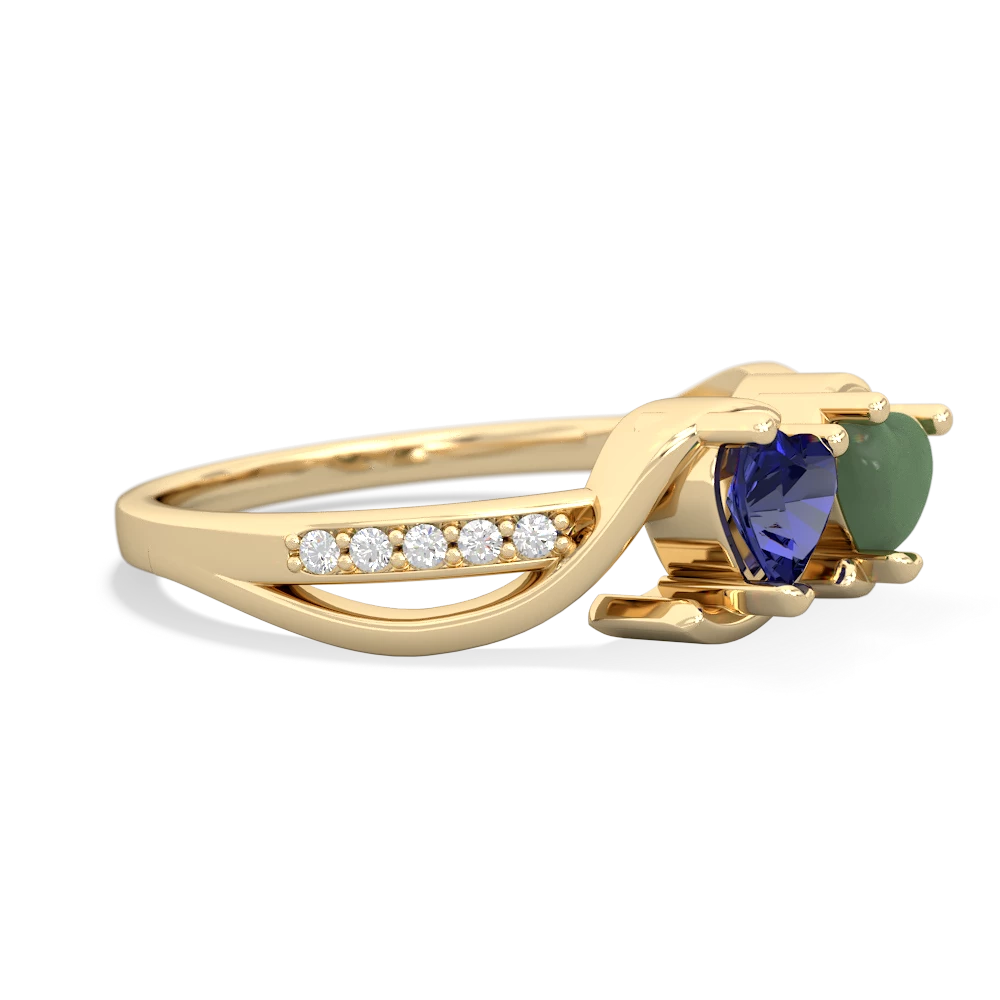 Lab Sapphire Side By Side 14K Yellow Gold ring R3090