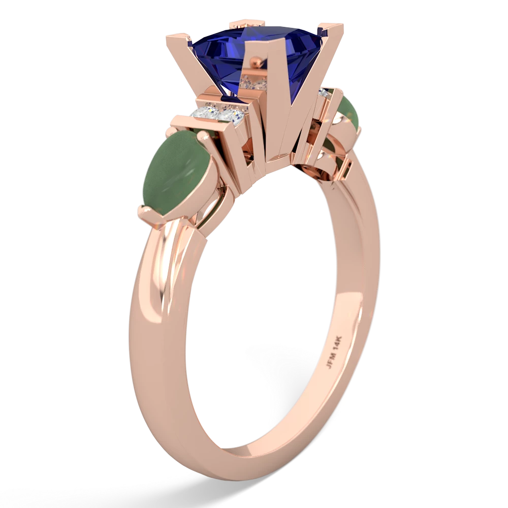 Lab Sapphire 6Mm Princess Eternal Embrace Engagement 14K Rose Gold ring C2002