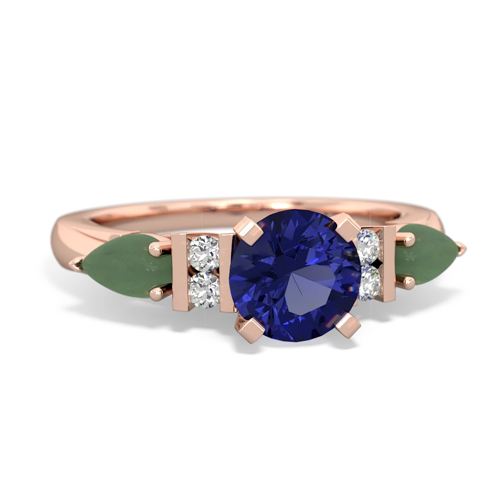 Lab Sapphire 6Mm Round Eternal Embrace Engagement 14K Rose Gold ring R2005