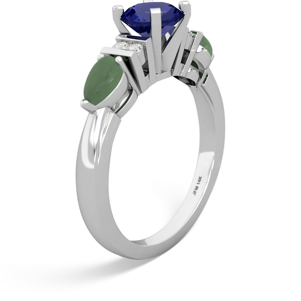 Lab Sapphire 6Mm Round Eternal Embrace Engagement 14K White Gold ring R2005