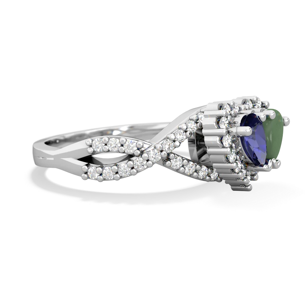 Lab Sapphire Diamond Twist 'One Heart' 14K White Gold ring R2640HRT