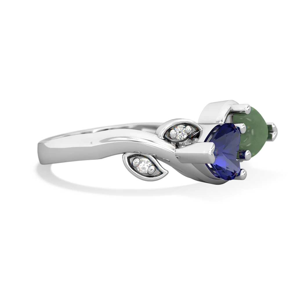 Lab Sapphire Floral Elegance 14K White Gold ring R5790