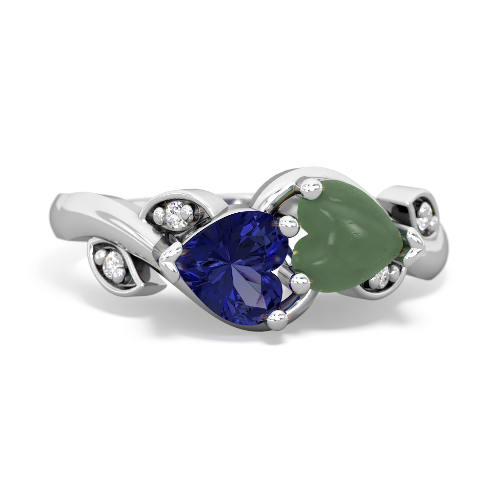 Lab Sapphire Floral Elegance 14K White Gold ring R5790